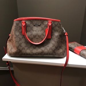 Coach purse (tan and orange trim)